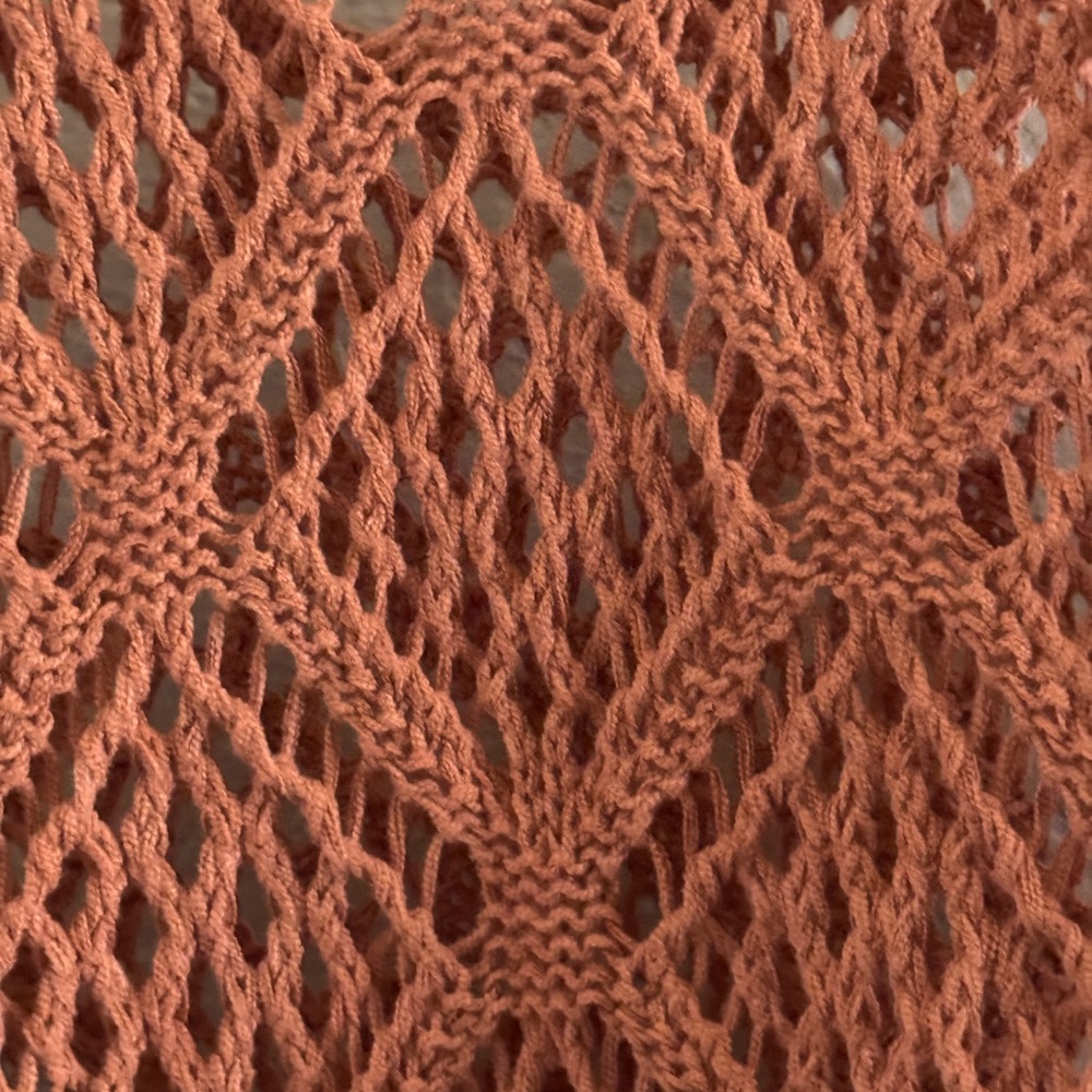 Boho Crochet Tank Top Rust Orange Summer Festival Size L - Picture 3 of 4